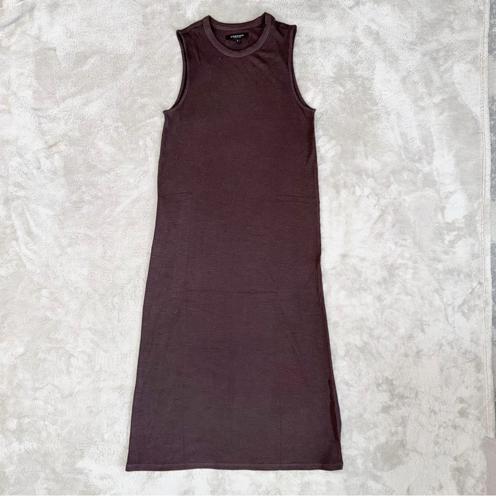 Unbound Merino Women's Rib Knit Merino Sleeveless Dress Size Small In Espresso - Picture 3 of 9